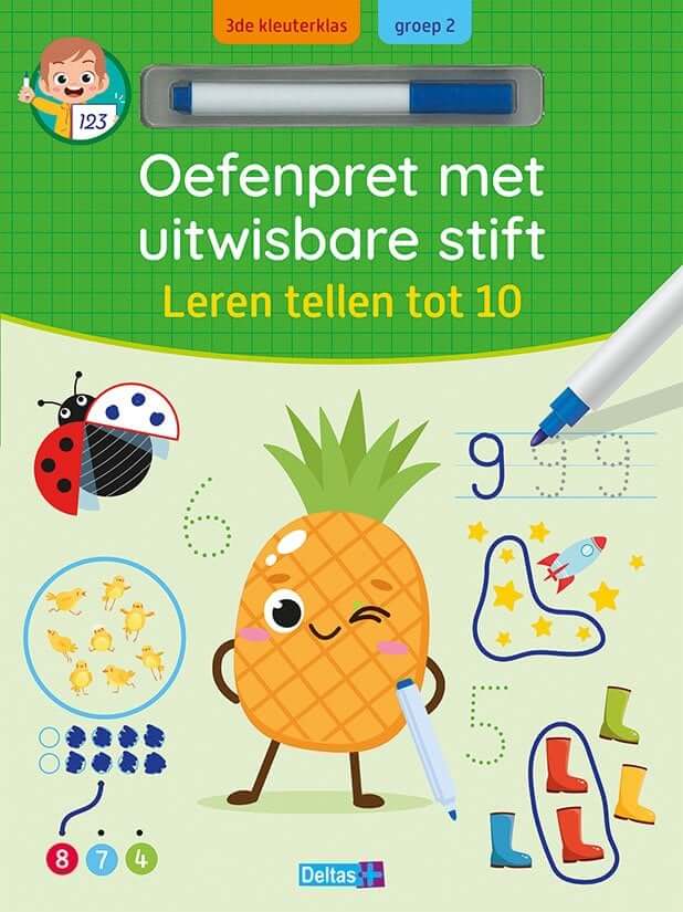 Oefenpret met uitwisbare stift  - Leren tellen tot 10 Kinderboekenland.nl