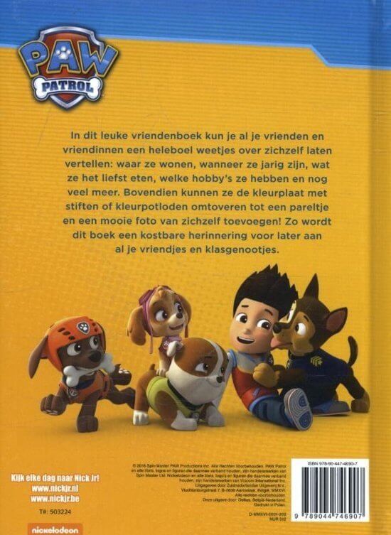 PAW Patrol vriendenboek achterkant 2