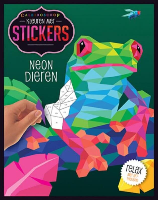 Kleuren met stickers - Neon dieren Kinderboekenland.nl